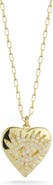 SPHERA MILANO 14K Gold Vermeil CZ Evil Eye Heart Pendant Necklace