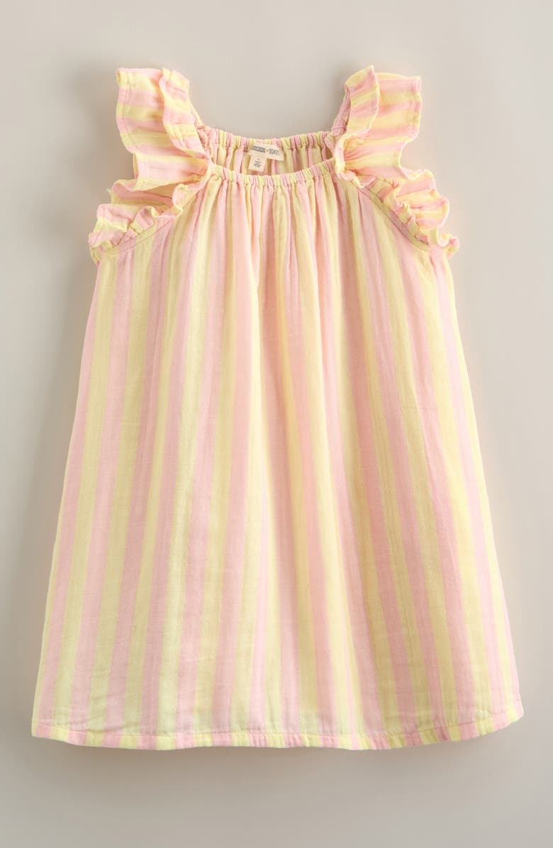 Tucker + Tate Kids' Double Ruffle Dress, Main, color, Pink- Yellow Sunny Stripe
