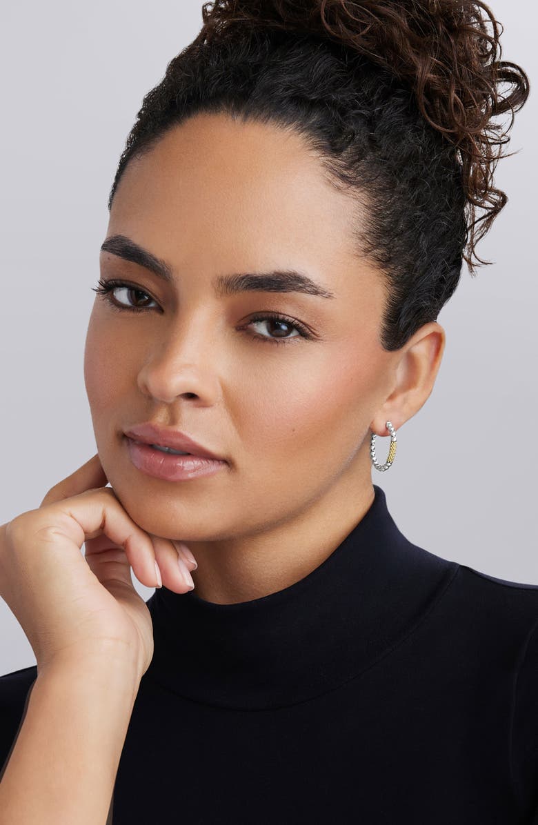 LAGOS Caviar Icon Hoop Earrings, Alternate, color, Silver