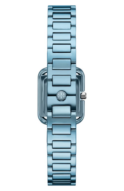 Tory Burch The Kira Square Mini Three Hand Blue Stainless Steel Watch, 18mm X 18mm In Blue