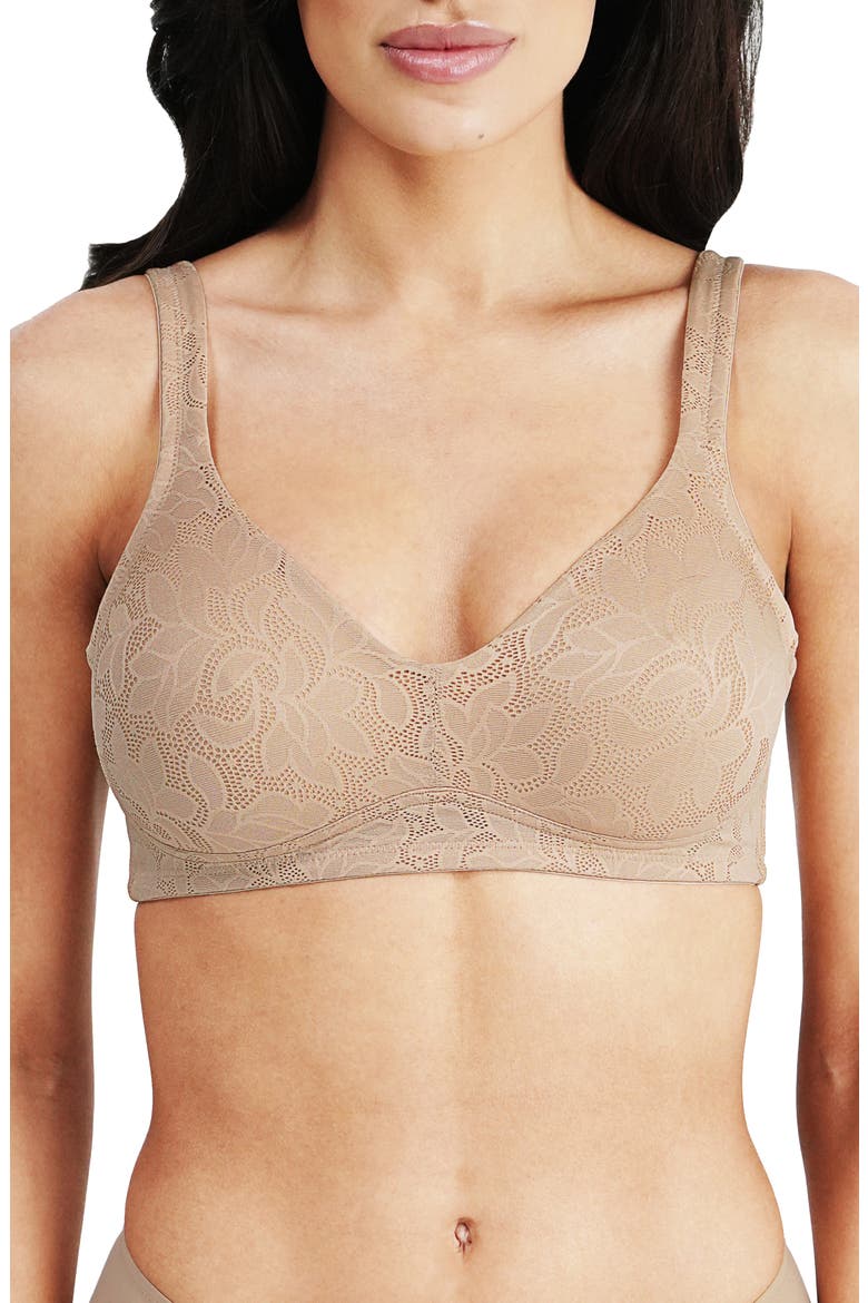 Jolie Jacquard Wire Free Minimizer Bra, Main, color, MOCHA