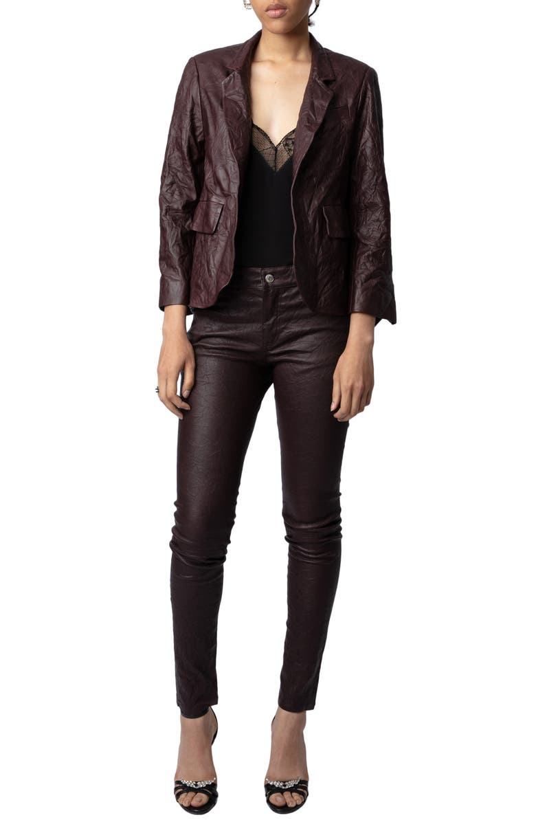 Zadig & Voltaire Verys Crumpled Leather Jacket, Alternate, color,
