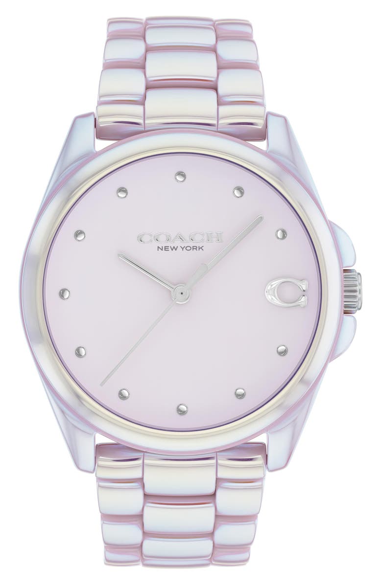 COACH Greyson Ceramic Bracelet Watch, 36mm, Main, color, Blush