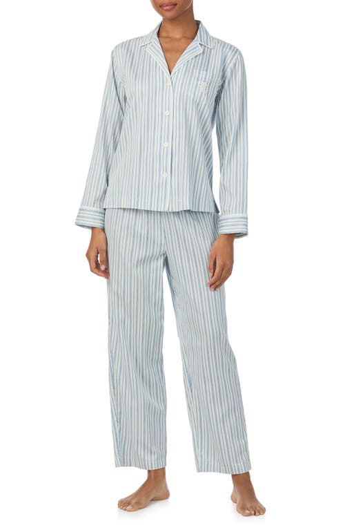 Ralph Lauren Striped Cotton-blend Sateen Sleep Set In Blue