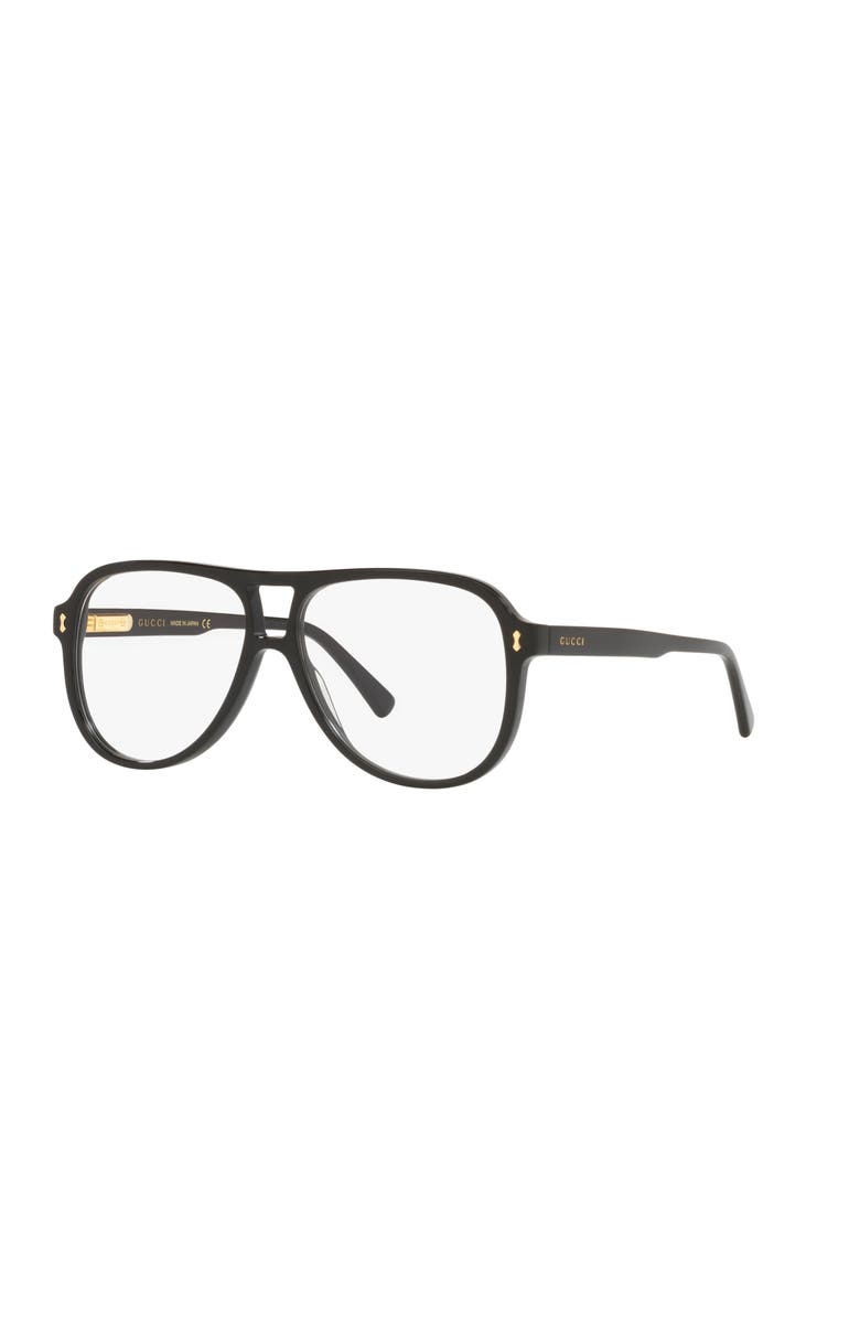 Gucci 57mm Pilot optical glasses, Main, color, Black