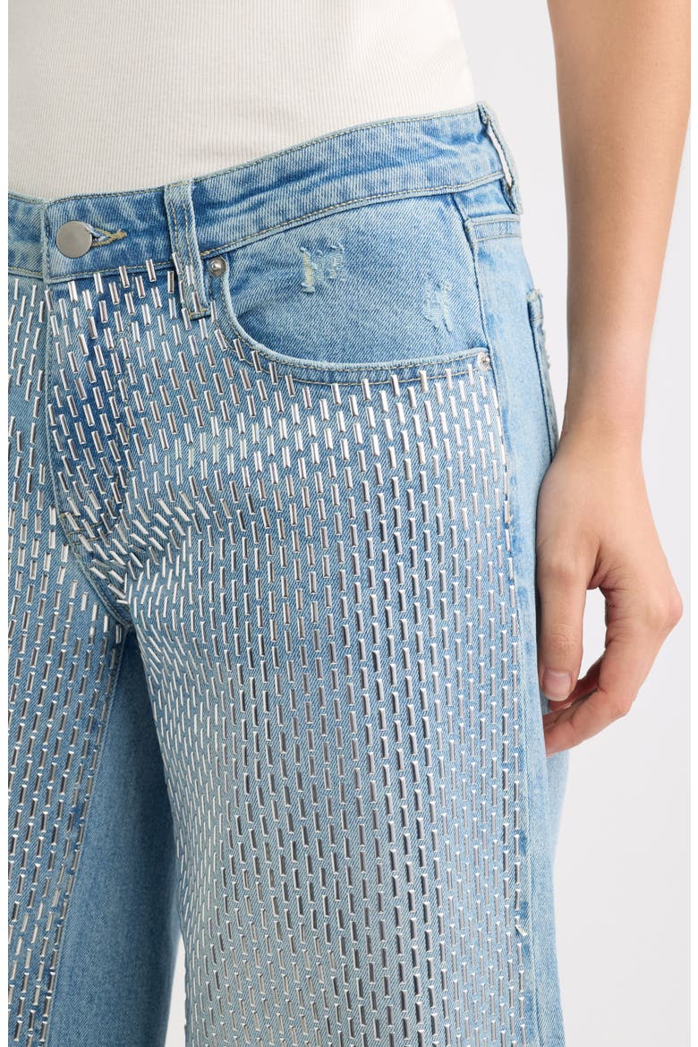 Bar Studded Low Rise Wide Leg Jeans, Alternate, color, LIGHT WASH