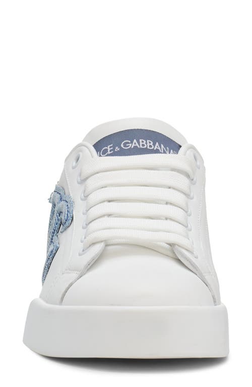 Dolce & Gabbana White Low-top Sneakers With Logo And Blue Tongue In White