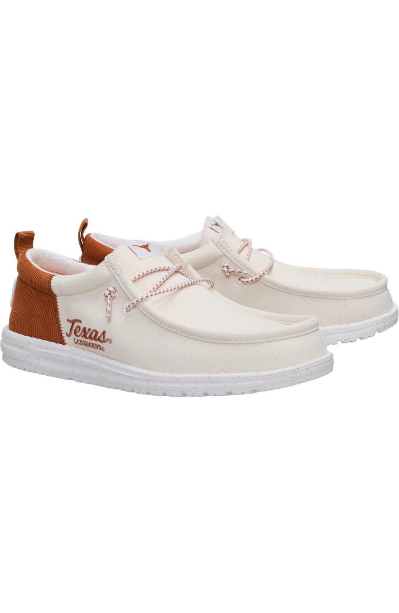 Hey Dude Men's Hey Dude White/Texas Orange Texas Longhorns Wally Casual Slip-On Shoes, Main, color,