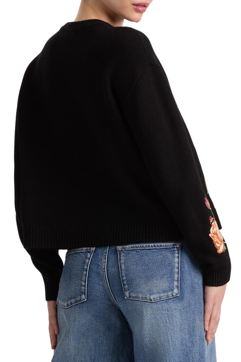 Belva Embroidered Floral Wool Blend Sweater, Alternate, color, BLACK MULTI
