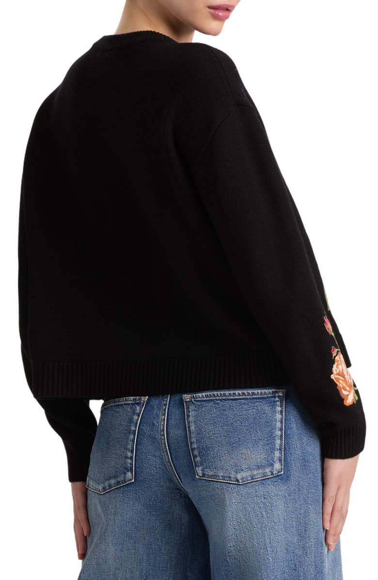 Alice + Olivia Belva Embroidered Floral Wool Blend Sweater, Alternate, color, 