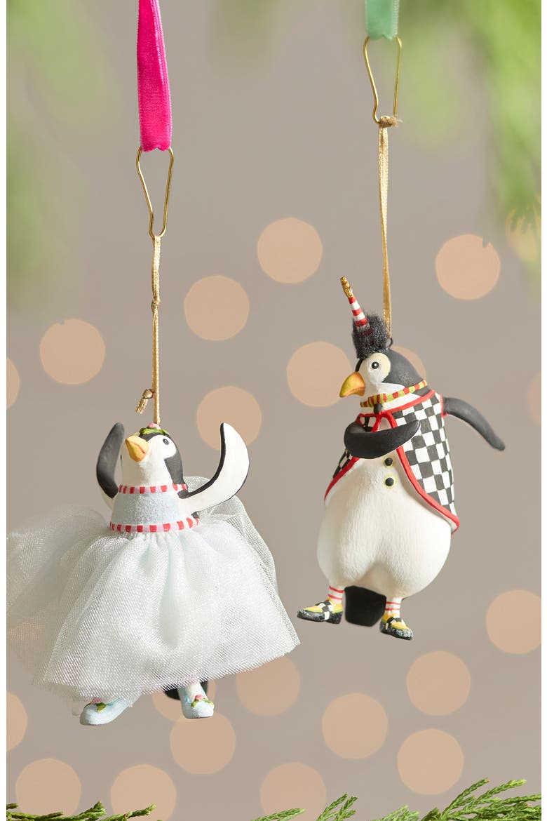 Patience Brewster Set of 4 Penguin Ornaments, Alternate, color, BLACK