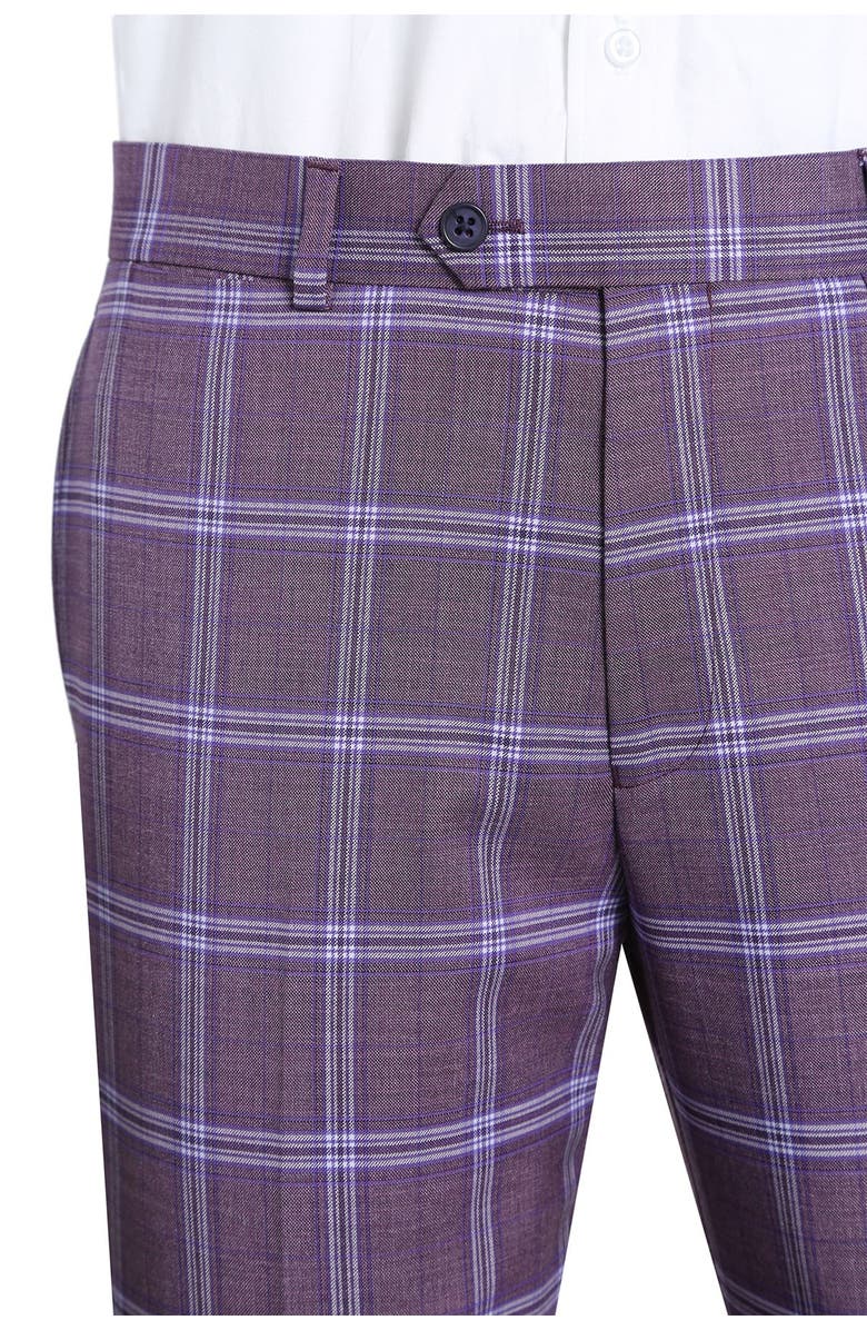 English Laundry Burgundy Plaid Slim Fit Peak Lapel Suit, Alternate, color, 