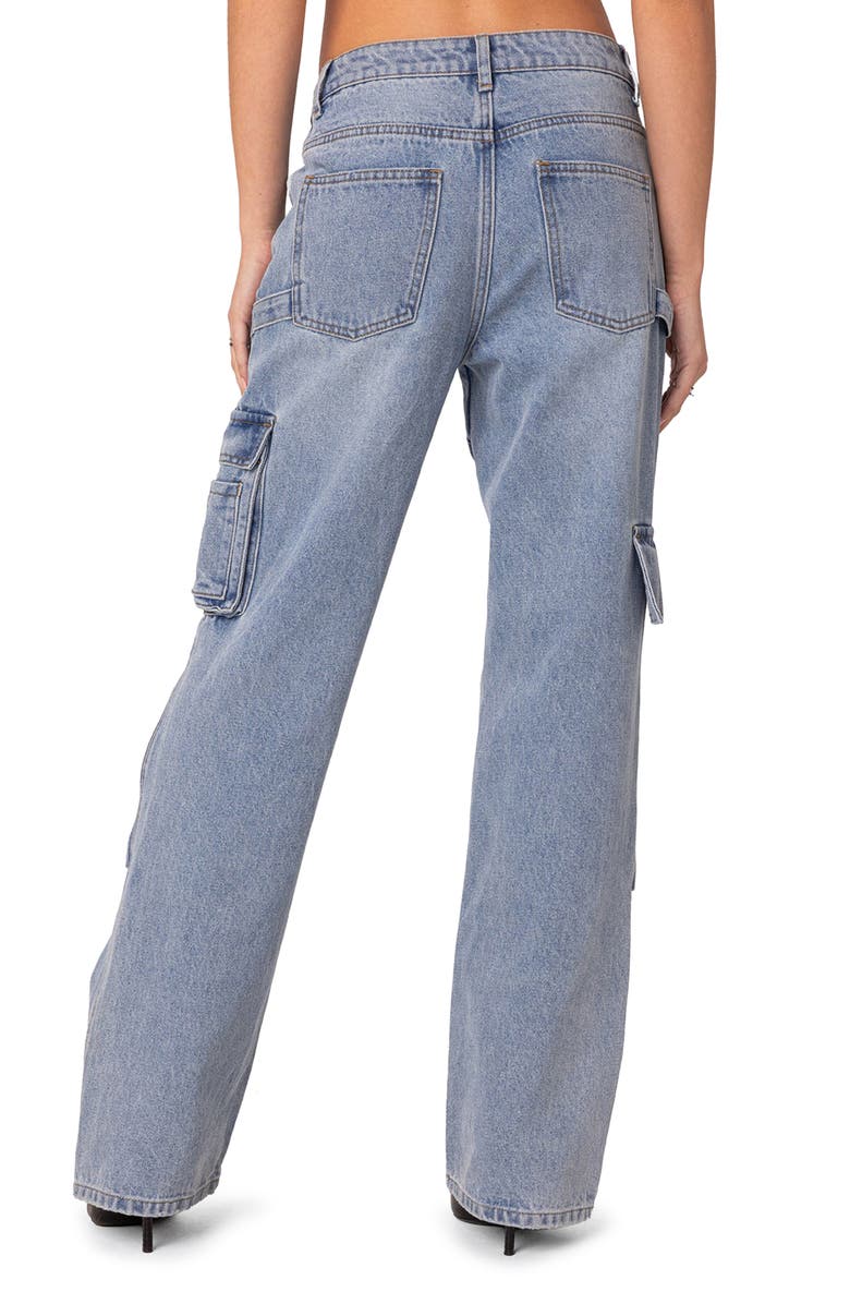 EDIKTED Winslow Straight Leg Cargo Jeans, Alternate, color, Light-Blue