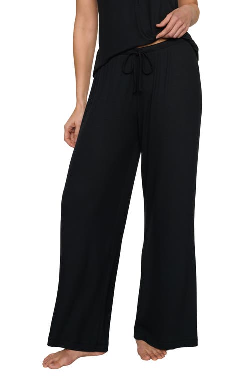 Eberjey Dream Rib Wide Leg Pants In Black
