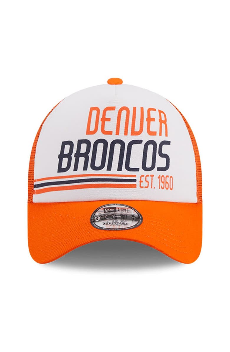 New Era Men's New Era White/Orange Denver Broncos Stacked A-Frame Trucker 9FORTY Adjustable Hat, Alternate, color, White