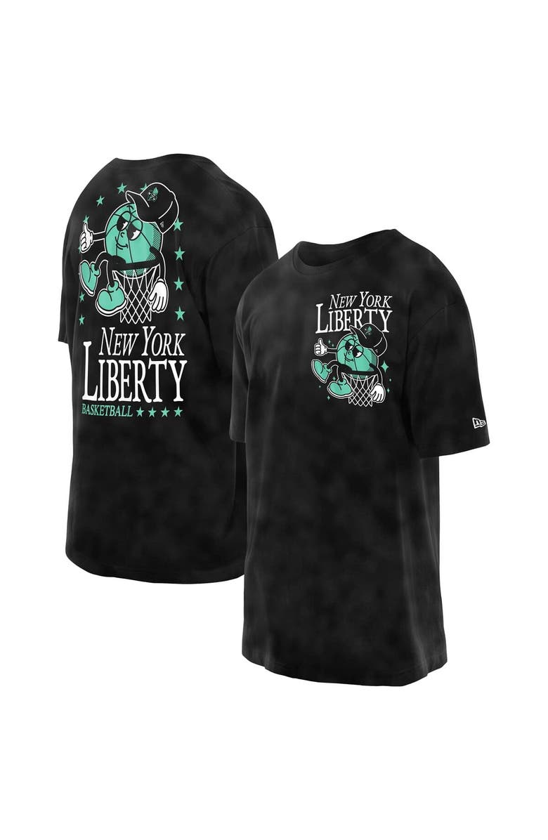 New Era Men's New Era Black New York Liberty Old School Sport Enzyme Wash Oversized T-Shirt, Main, color, 