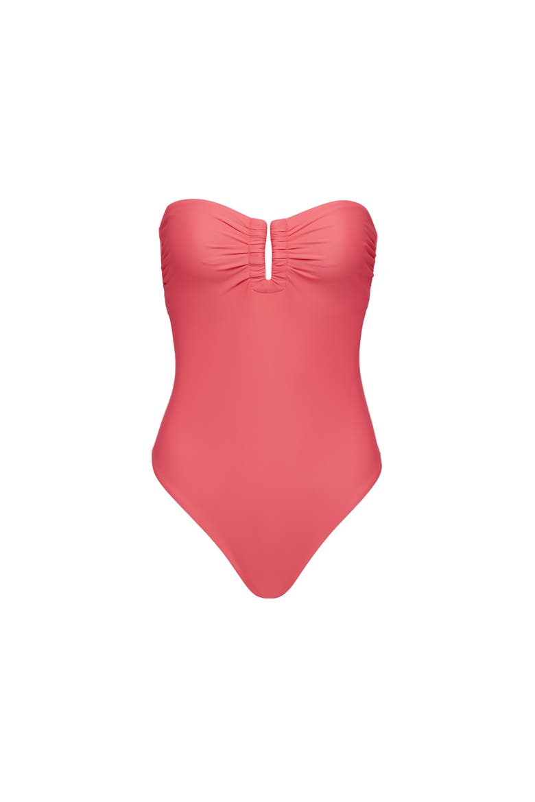 The Bandeau One Piece Swim, Main, color, GUAVA