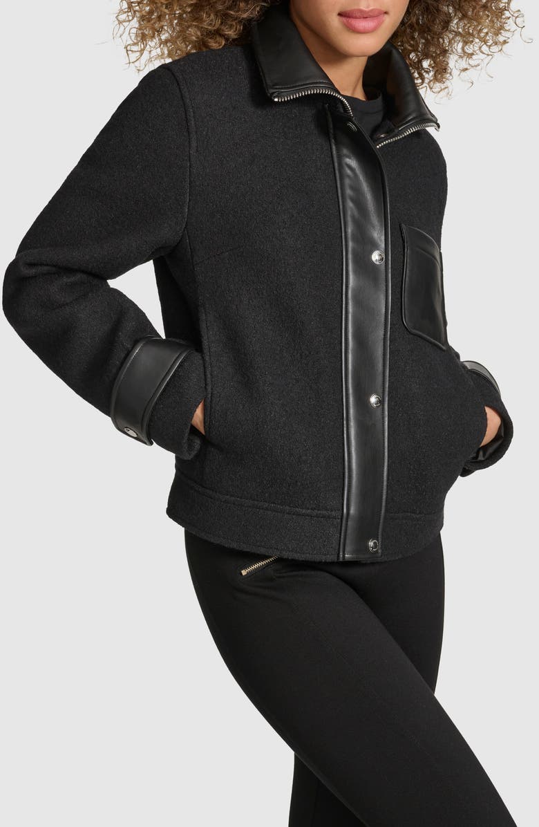 KARL LAGERFELD PARIS Wool Blend Felt Crop Jacket, Alternate, color, Black