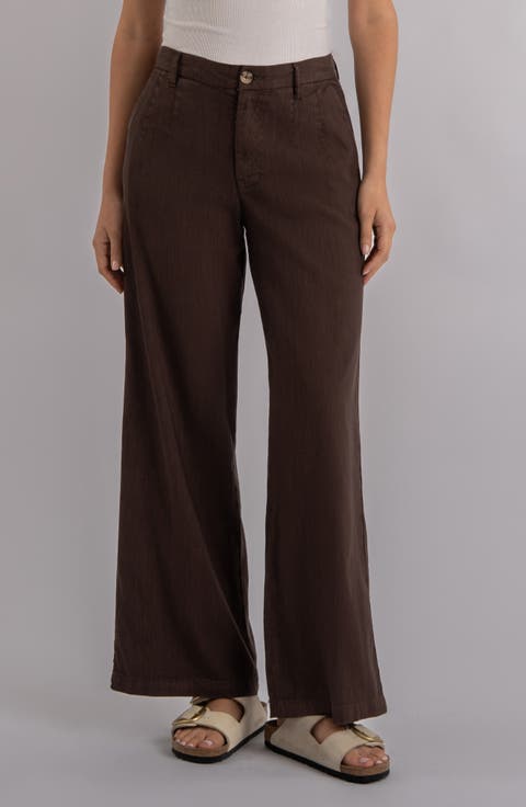 Meg High Waist Linen Blend Wide Leg Pants