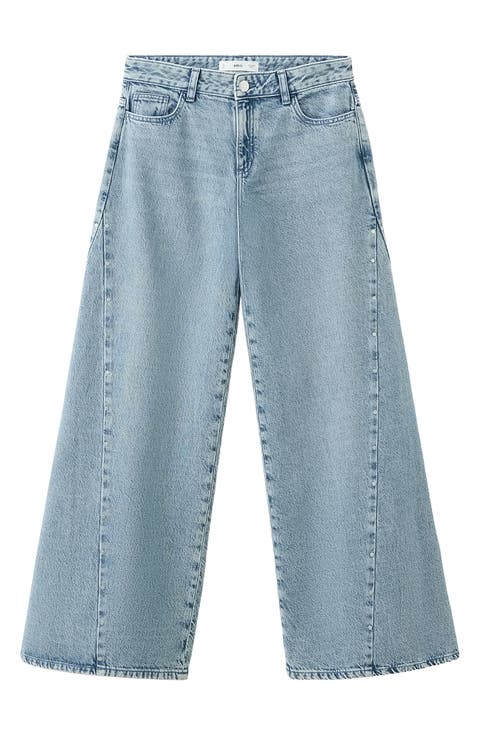 Studded Low Rise Wide Leg Jeans