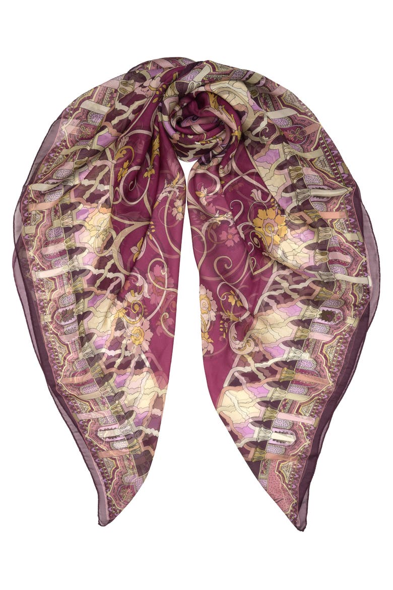 Natalia - Silk Scarf Shawl for Women, Main, color, Raspberry