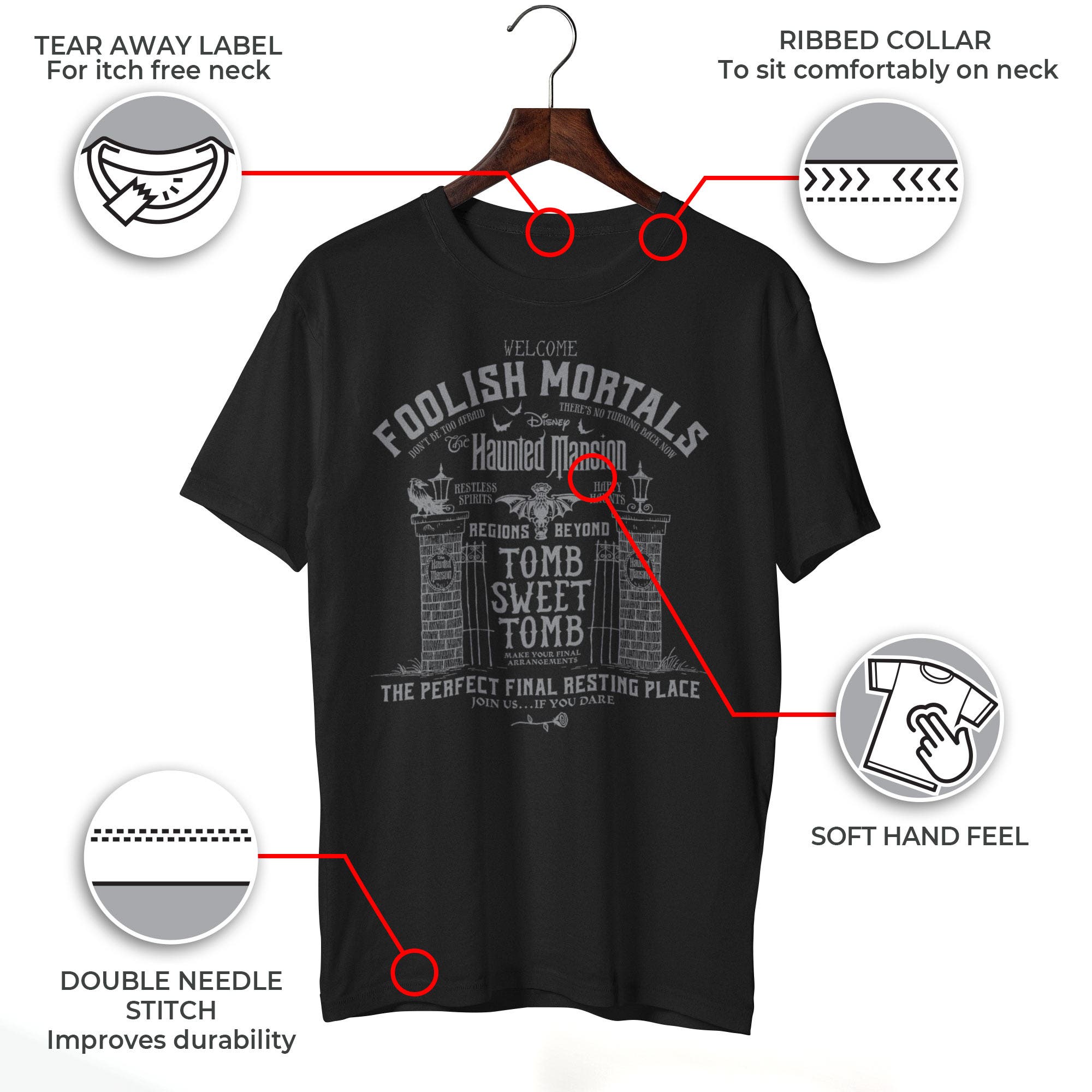 Haunted Mansion Men's Haunted Mansion Welcome Foolish Mortals T-Shirt ...