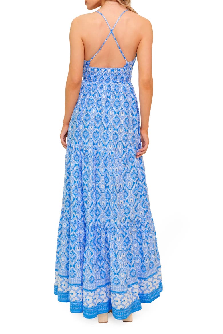 Print Maxi Dress, Alternate, color, BLUE