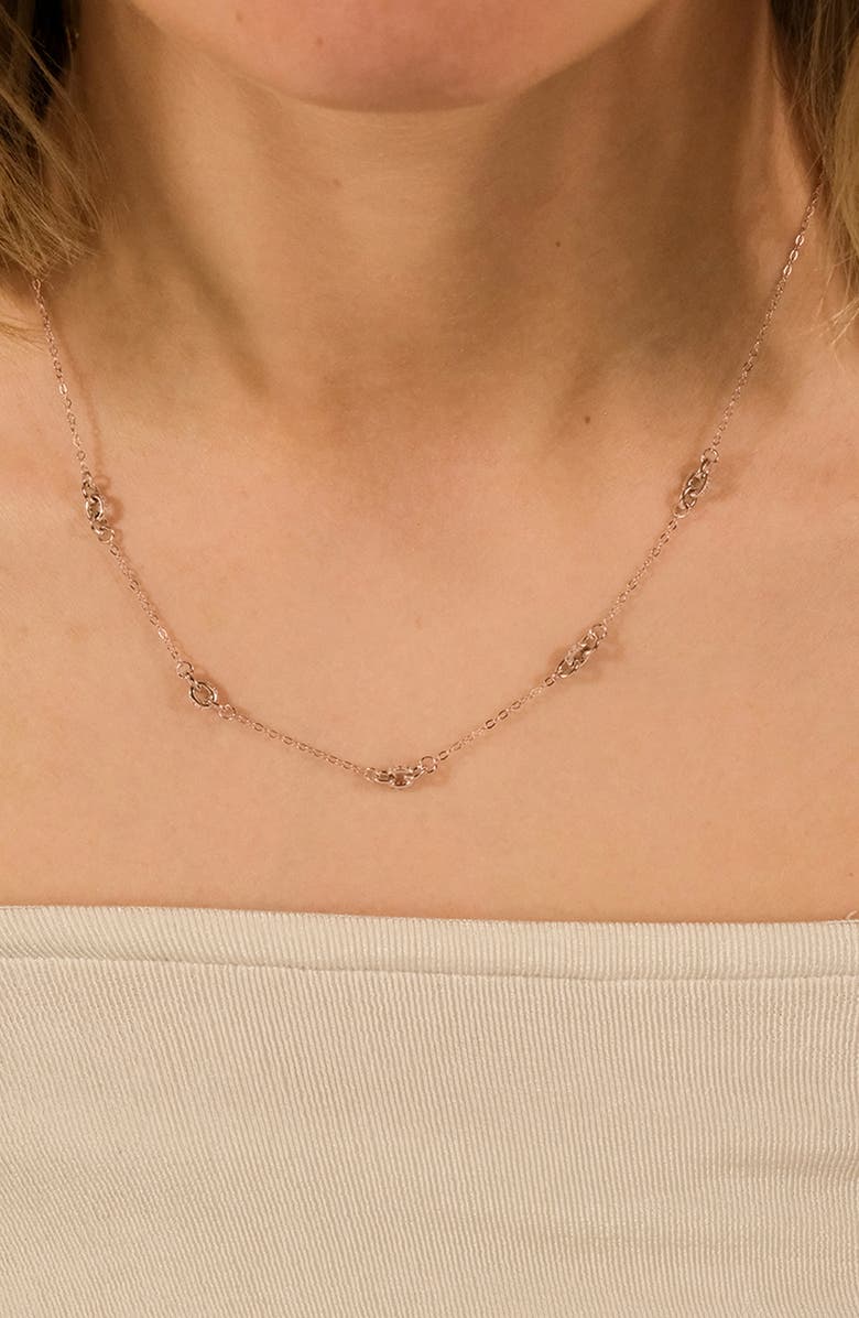 Sterling Forever Knot Station Necklace, Alternate, color, Rose Gold