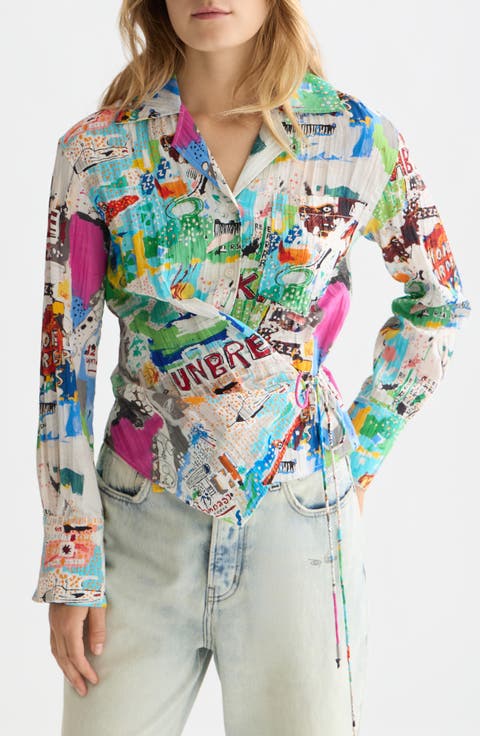 x Basquiat Print Wrap Shirt