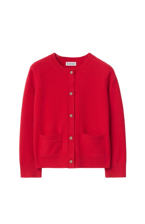 Check Patch Wool Cashmere Cardigan