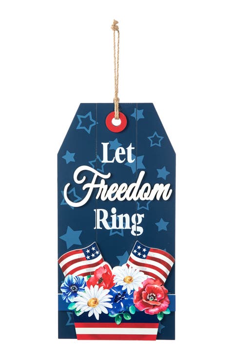 Patriotic Americana Wooden Word Sign Door Hanger