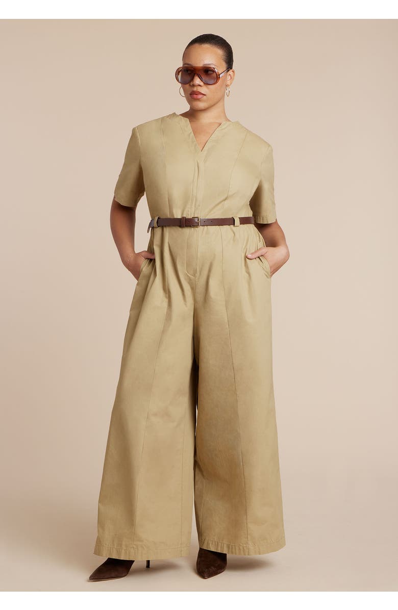 ELOQUII Wide Leg Jumpsuit, Alternate, color, Ginger Root