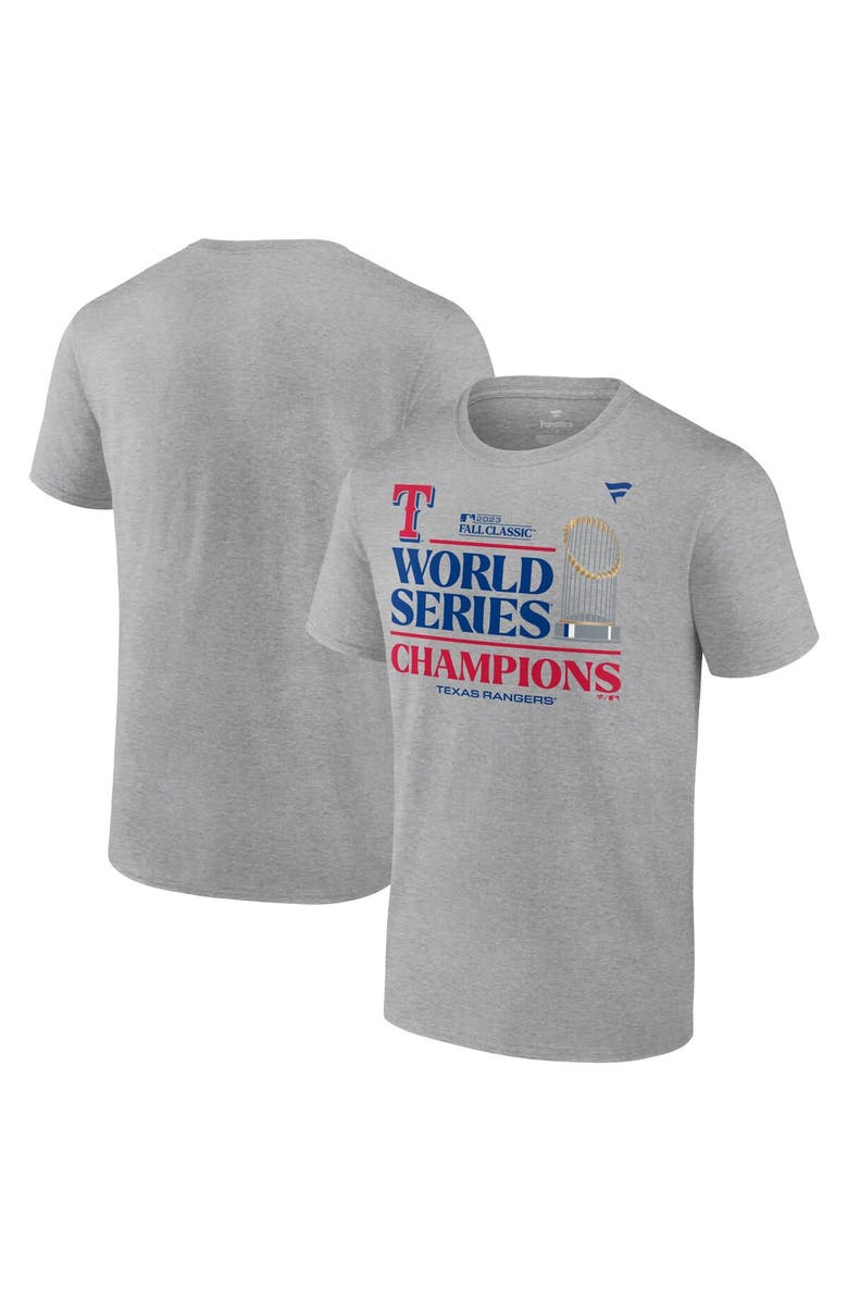 FANATICS Men's Fanatics Heather Gray Texas Rangers 2023 World Series Champions Locker Room T-Shirt, Main, color,