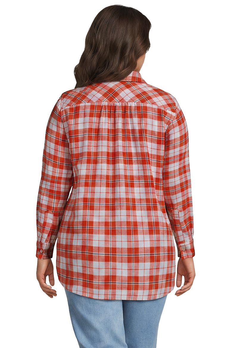 Plus Size Flannel Boyfriend Long Sleeve Shirt, Alternate, color, Pumpkin/Ivory Plaid