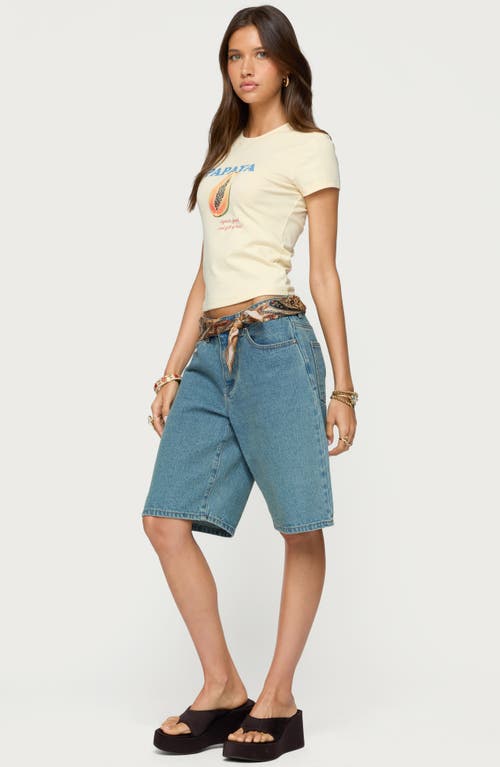 Edikted Papaya Stretch Cotton Graphic T-shirt In Gray