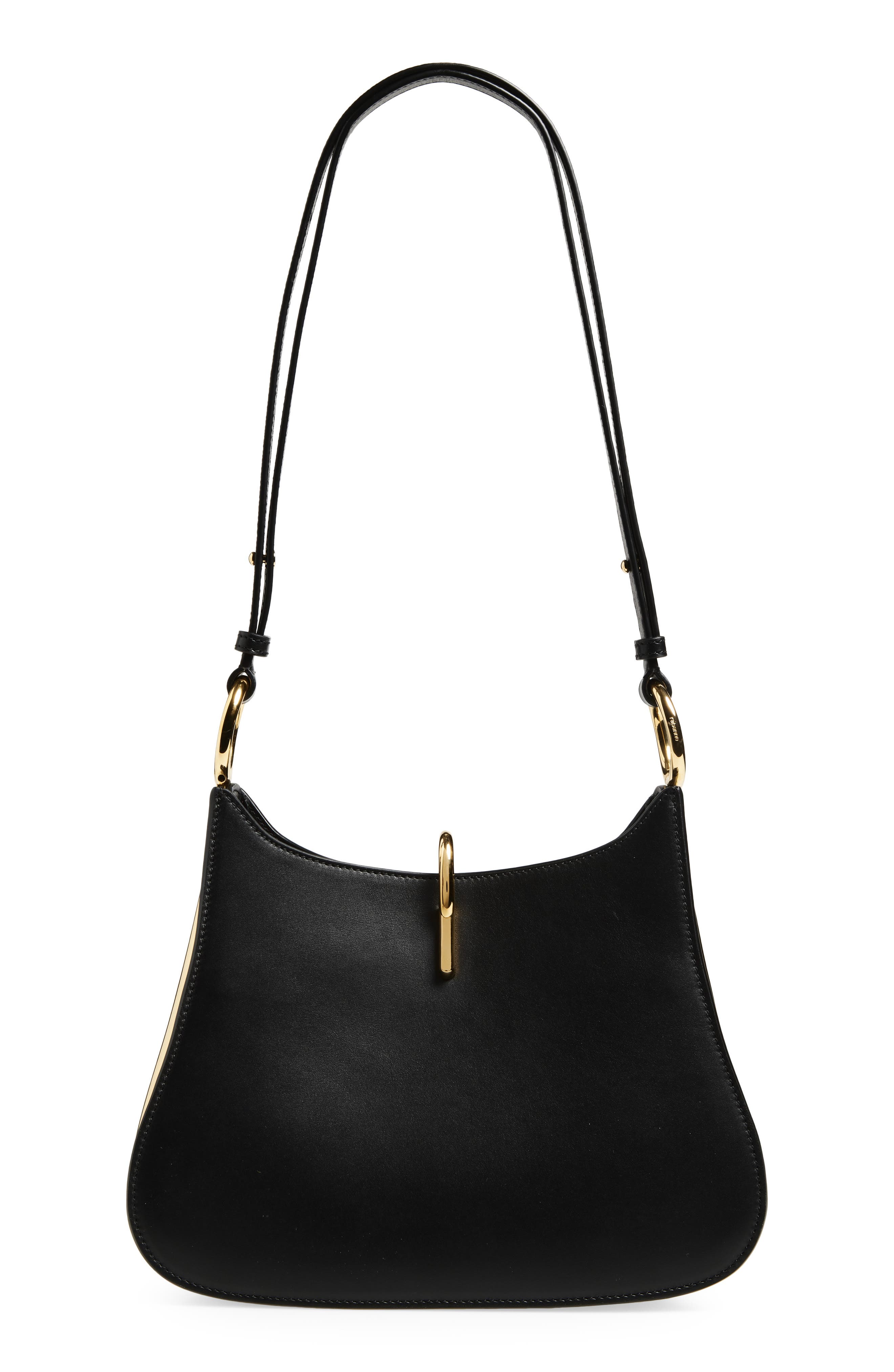 Rabanne The Medium Ring Leather Shoulder Bag, Alternate, color, Black / Gold