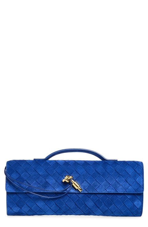 Long Andiamo Intrecciato Suede Clutch