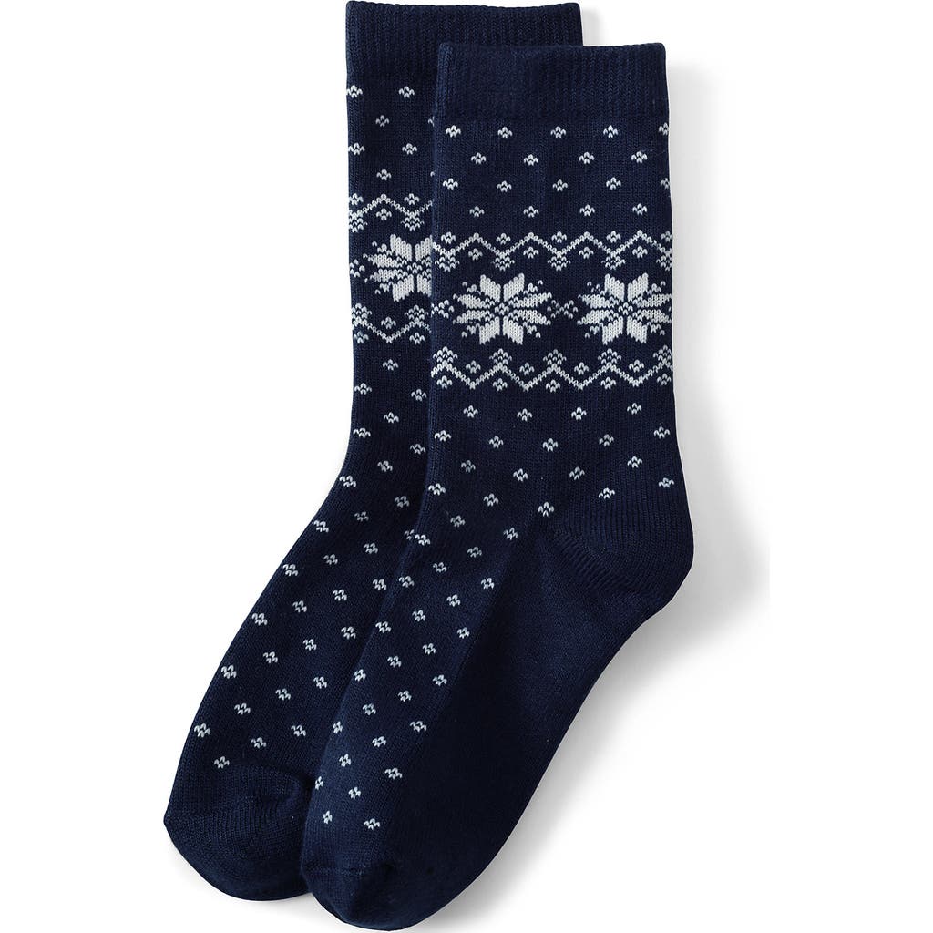 Lands' End Fair Isle Boot Socks 1 Pack In Blue