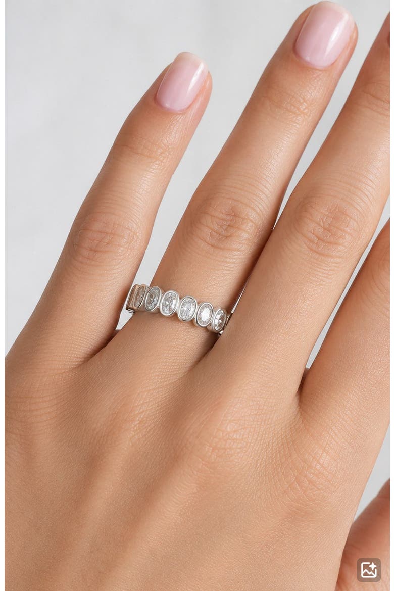 Topaz Bezel Band Ring, Alternate, color, WHITE