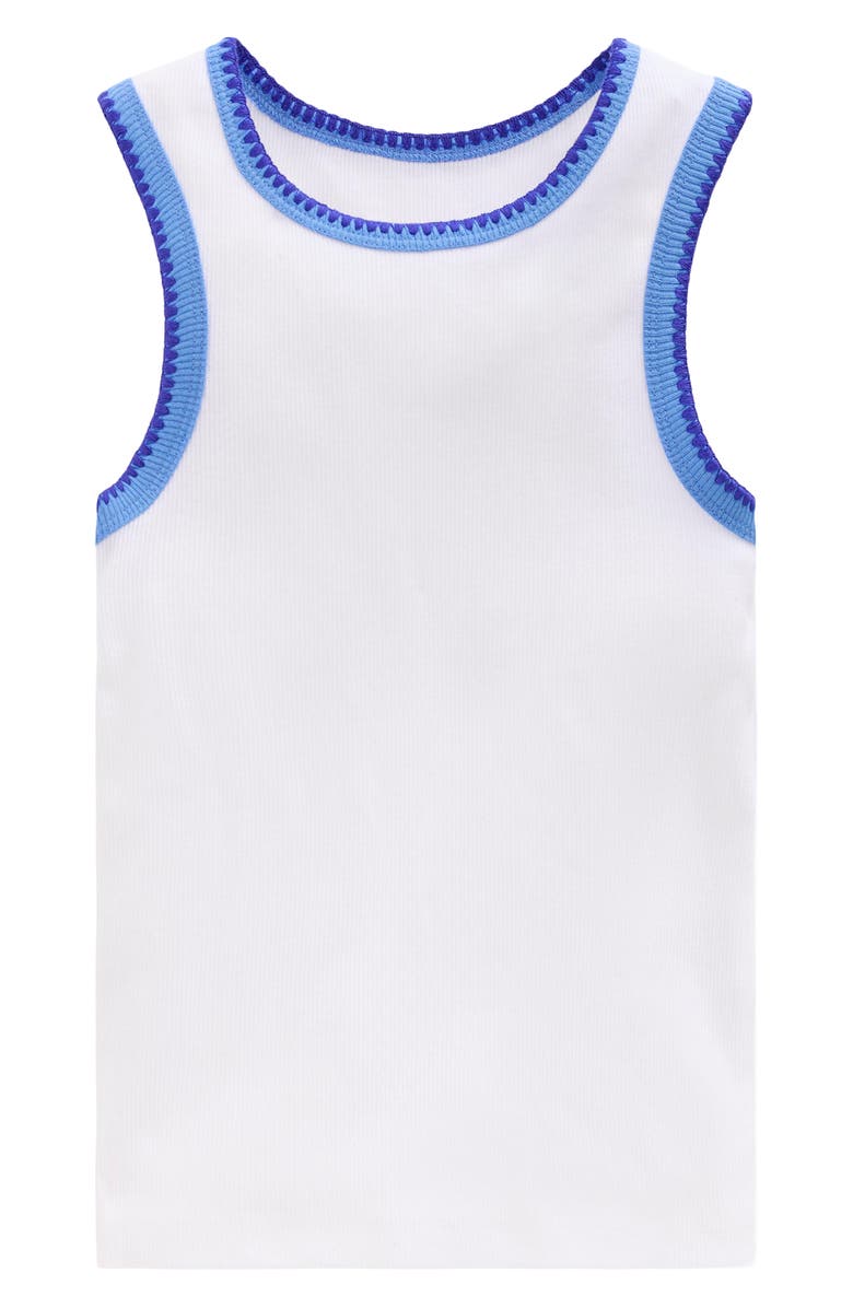 Mini Boden Kids' Contrast Trim Rib Tank, Main, color, White