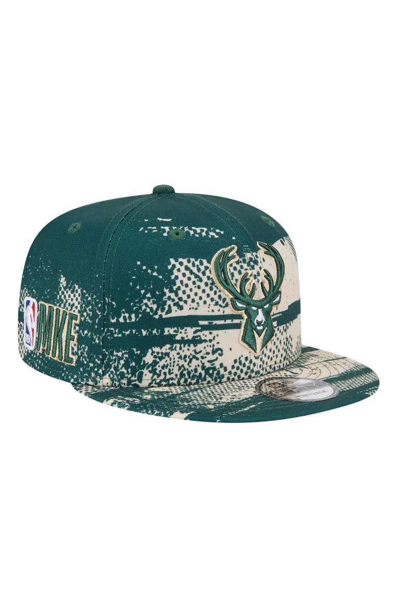 New Era Men's New Era Hunter Green Milwaukee Bucks Tip-Off 9FIFTY Snapback Hat, Main, color, Hunter Green