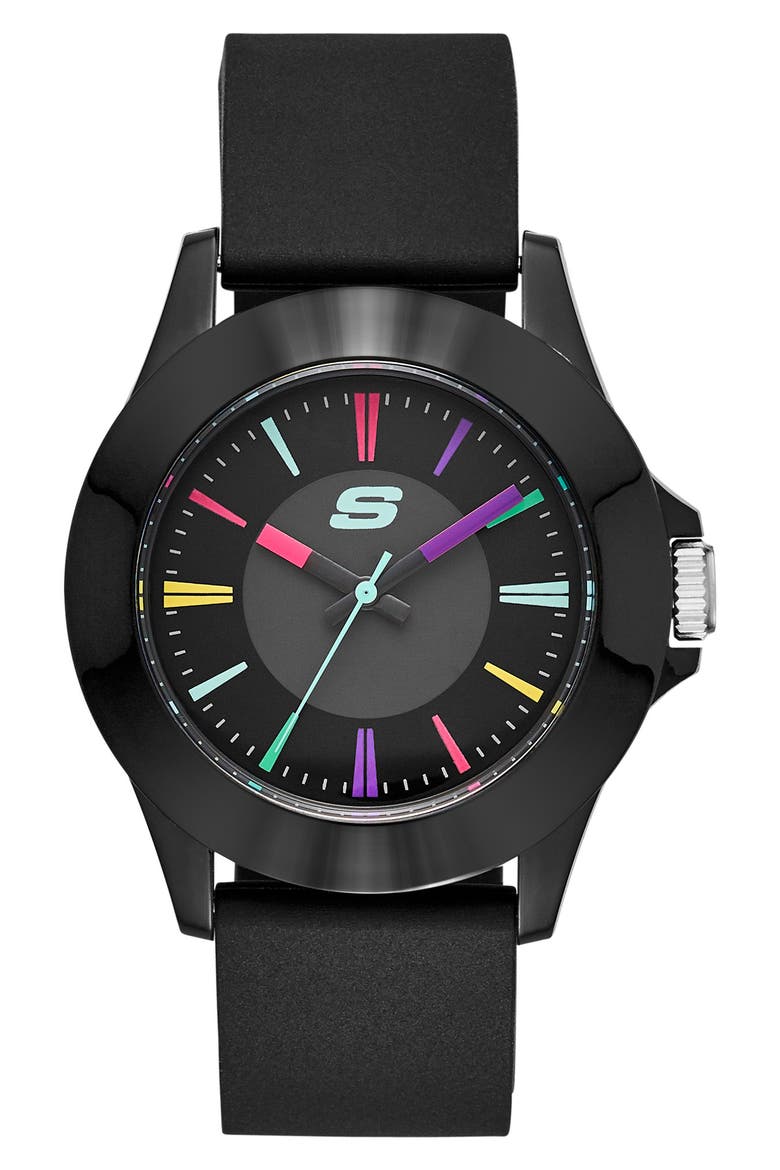 Rosencrans Silicone Strap Watch, 40mm, Main, color, BLACK