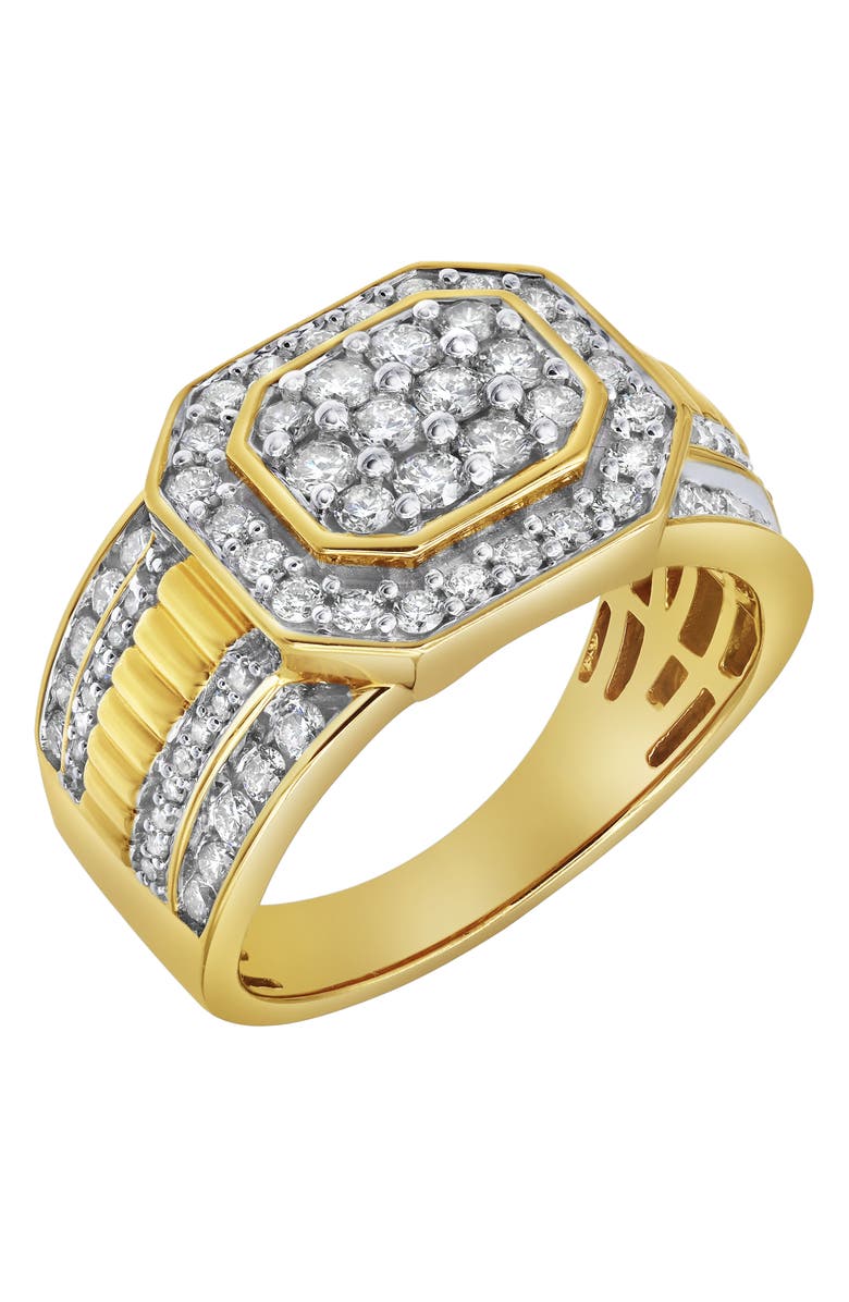 LuvMyJewelry Hexonic 14K Yellow Gold Diamond Men Statement Ring - 1.50ct., Main, color, 14K Yellow Gold