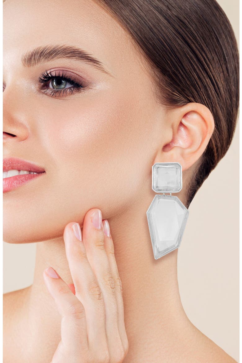 Cubic Zirconia Statement Drop Earrings, Alternate, color, SILVER