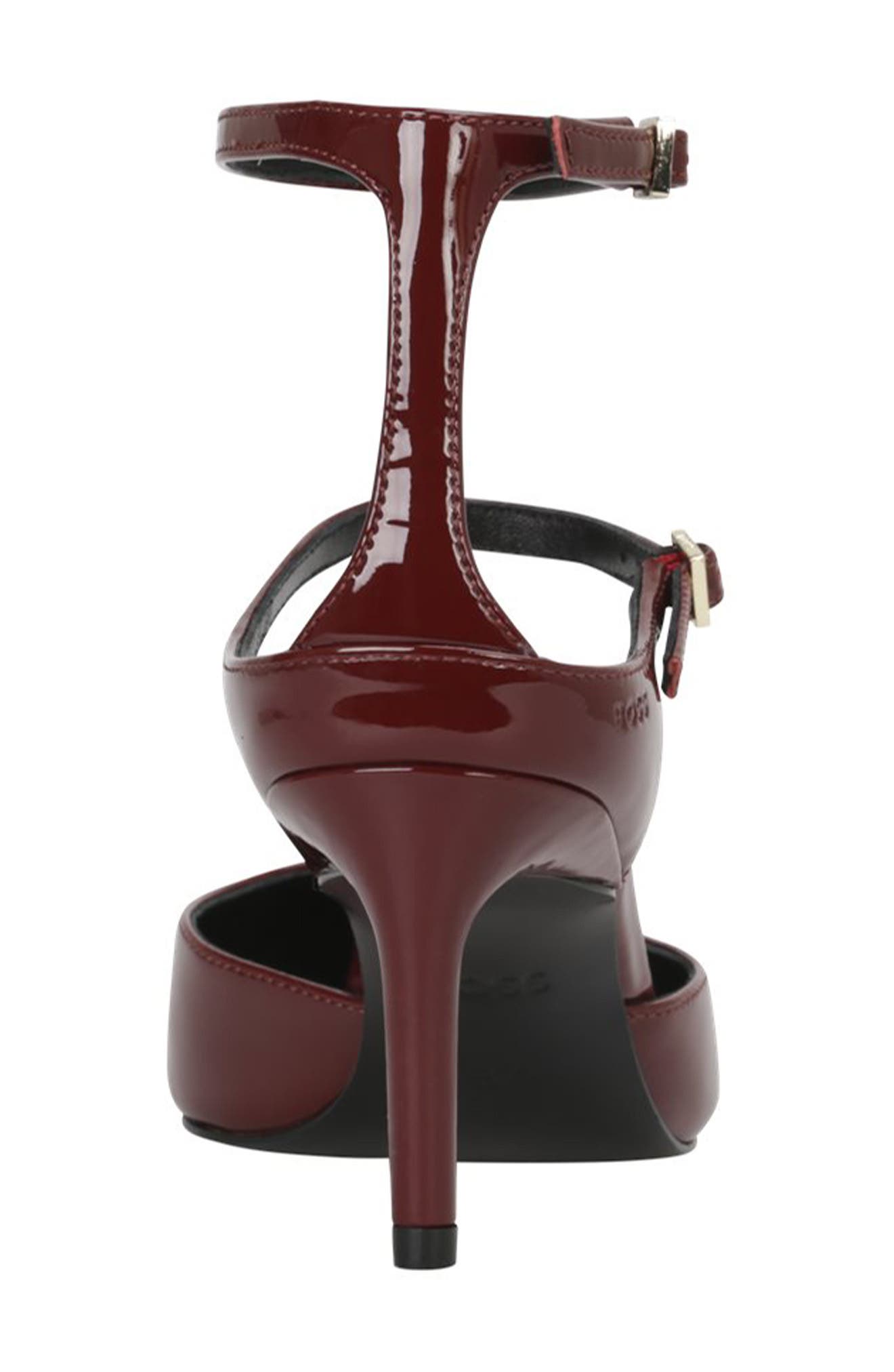 Gracey Ankle Strap Pointed Toe Pump, Alternate, color, DARK RED