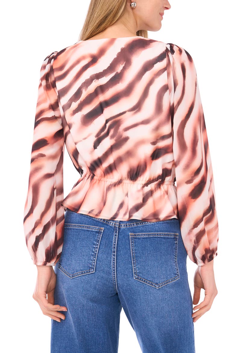 V-Neck Button Front Peplum Top, Alternate, color, OATMEAL