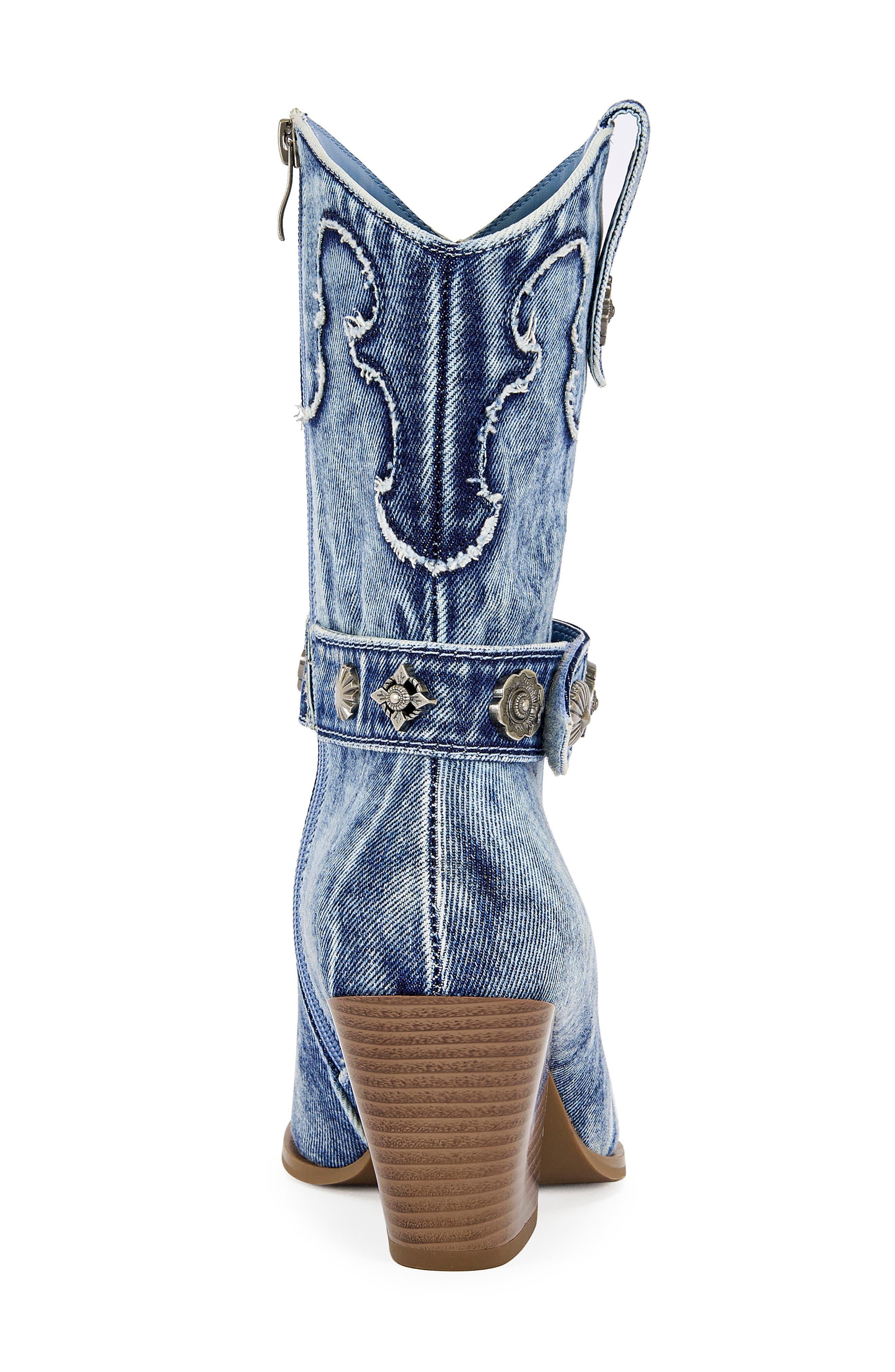AZALEA WANG Neith Western Boot, Alternate, color, Denim
