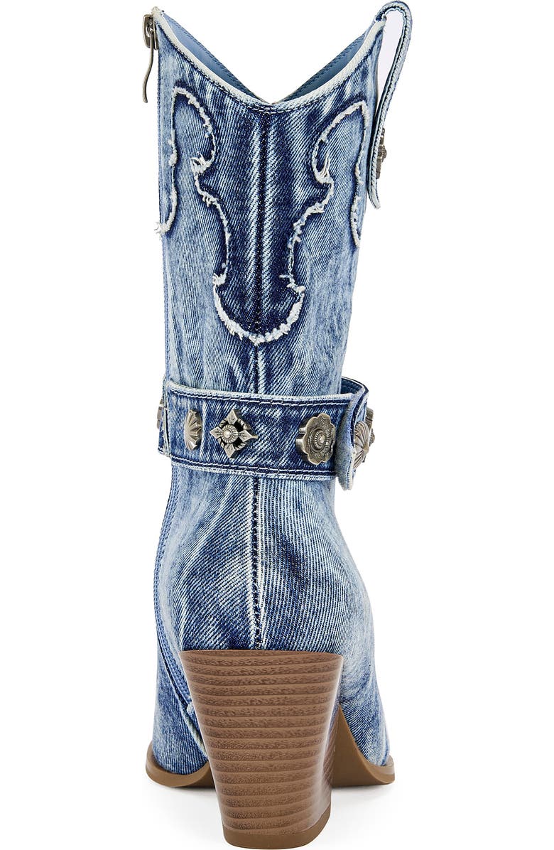 AZALEA WANG Neith Western Boot, Alternate, color, Denim