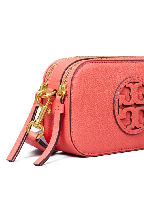 Tory Burch Mini Miller Leather Crossbody Bag In Coral Crush