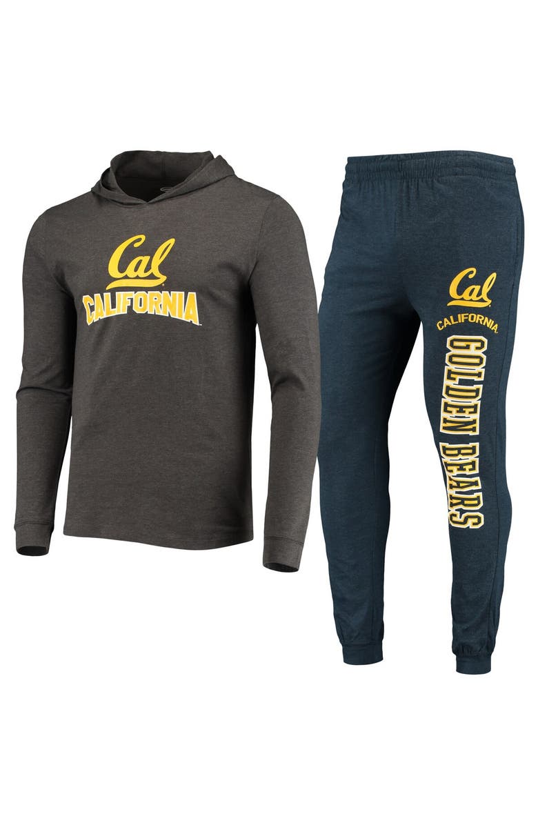 CONCEPTS SPORT Men's Concepts Sport Navy/Heather Charcoal Cal Bears Meter Long Sleeve Hoodie T-Shirt & Jogger Pajama Set, Main, color, 